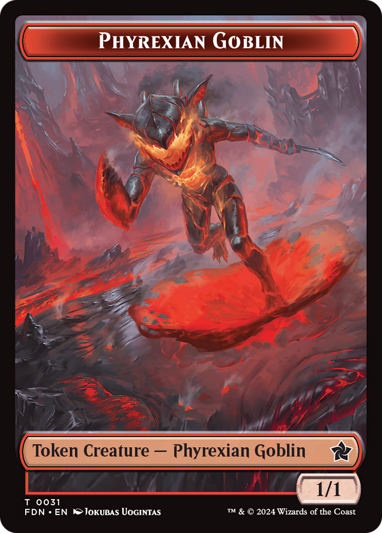 Cat (0027) // Phyrexian Goblin Double-Sided Token [Foundations Tokens] | Mindsight Gaming