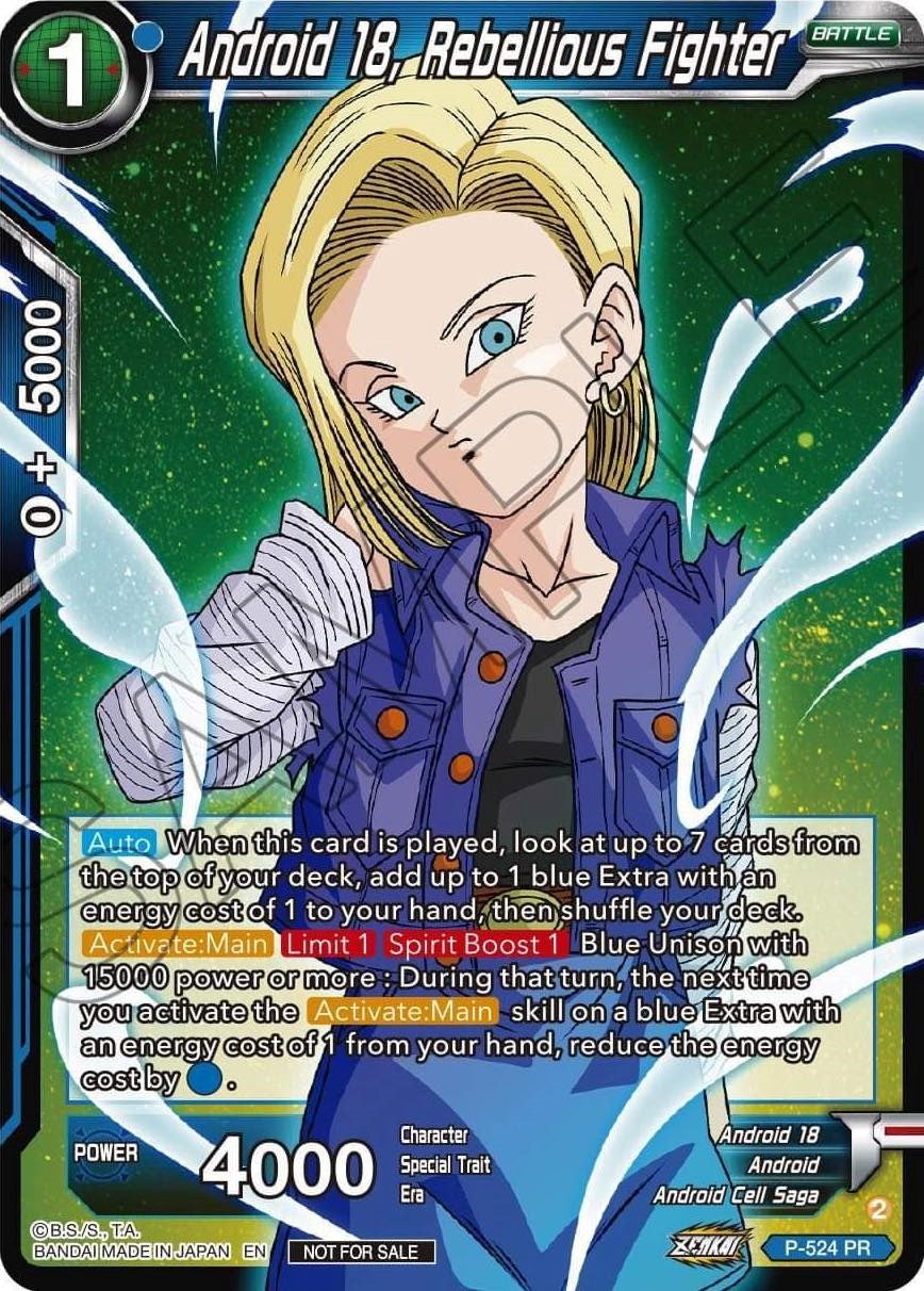 Android 18, Rebellious Fighter (Zenkai Series Tournament Pack Vol.5) (P-524) [Tournament Promotion Cards] | Mindsight Gaming