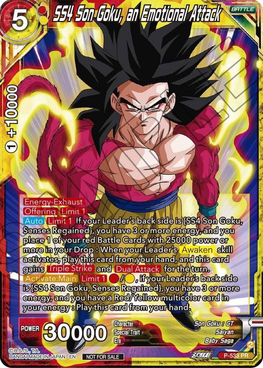 SS4, Son Goku, an Emotional Attack (Zenkai Series Tournament Pack Vol.5) (P-533) [Tournament Promotion Cards] | Mindsight Gaming