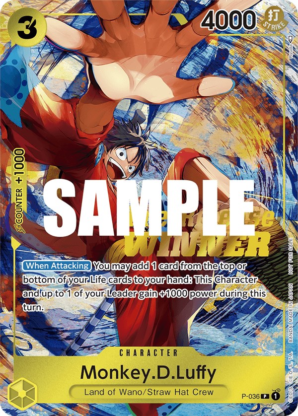 Monkey.D.Luffy (Pre-Release Tournament) [Winner] [One Piece Promotion Cards] | Mindsight Gaming