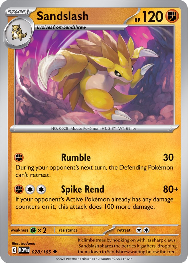 Sandslash (028/165) [Scarlet & Violet 151] | Mindsight Gaming