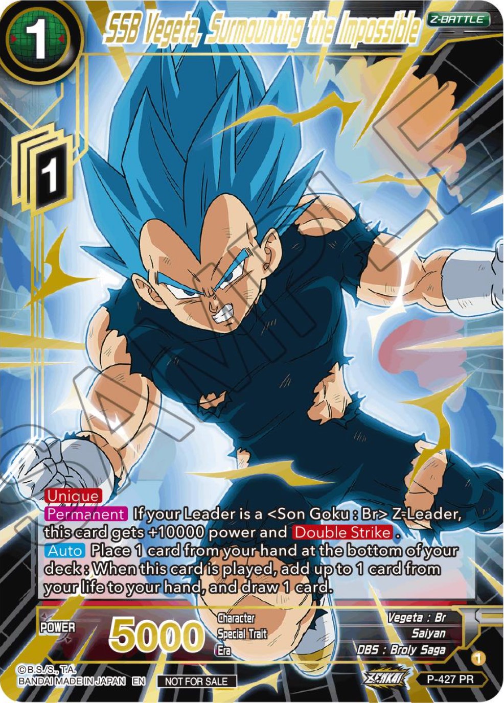 SSB Vegeta, Surmounting the Impossible (Alt. Art Card Set 2023 Vol. 3) (P-427) [Tournament Promotion Cards] | Mindsight Gaming