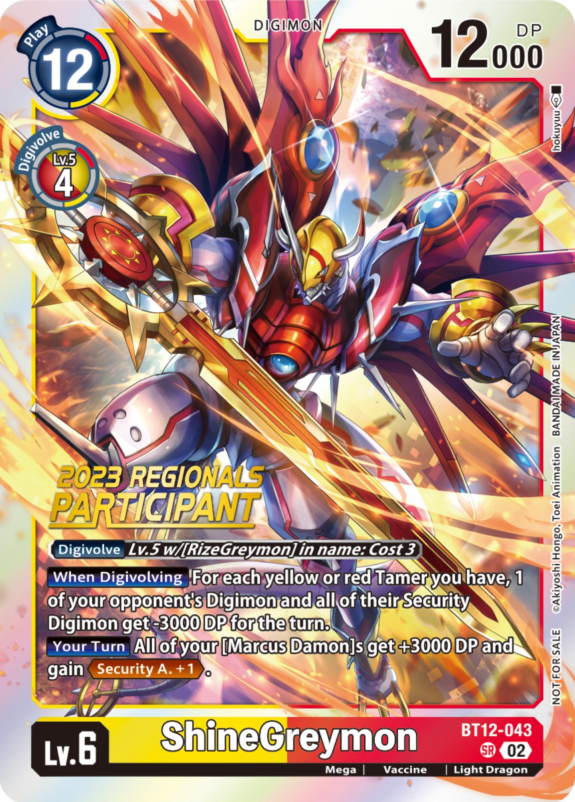 ShineGreymon [BT12-043] (2023 Regionals Participant) [Across Time] | Mindsight Gaming