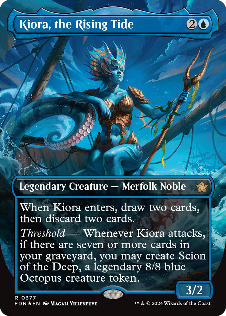 Kiora, the Rising Tide (Borderless) (Mana Foil) [Foundations] | Mindsight Gaming