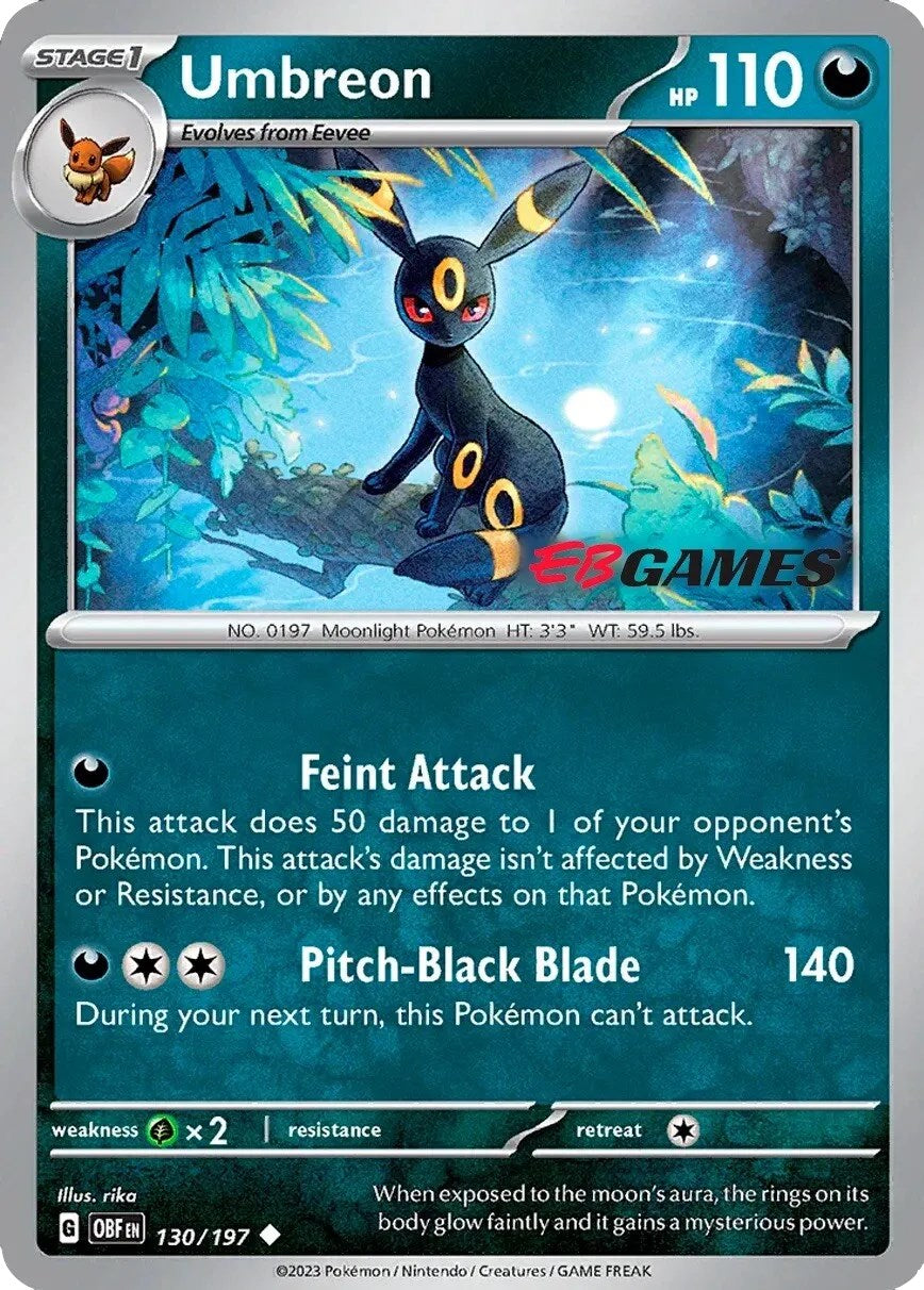 Umbreon (130/197) (EBGames Exclusive) [Scarlet & Violet: Obsidian Flames] | Mindsight Gaming