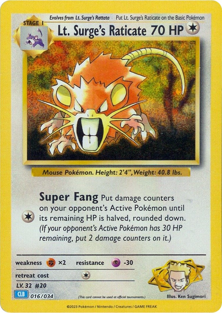 Lt. Surge's Raticate [Trading Card Game Classic] | Mindsight Gaming