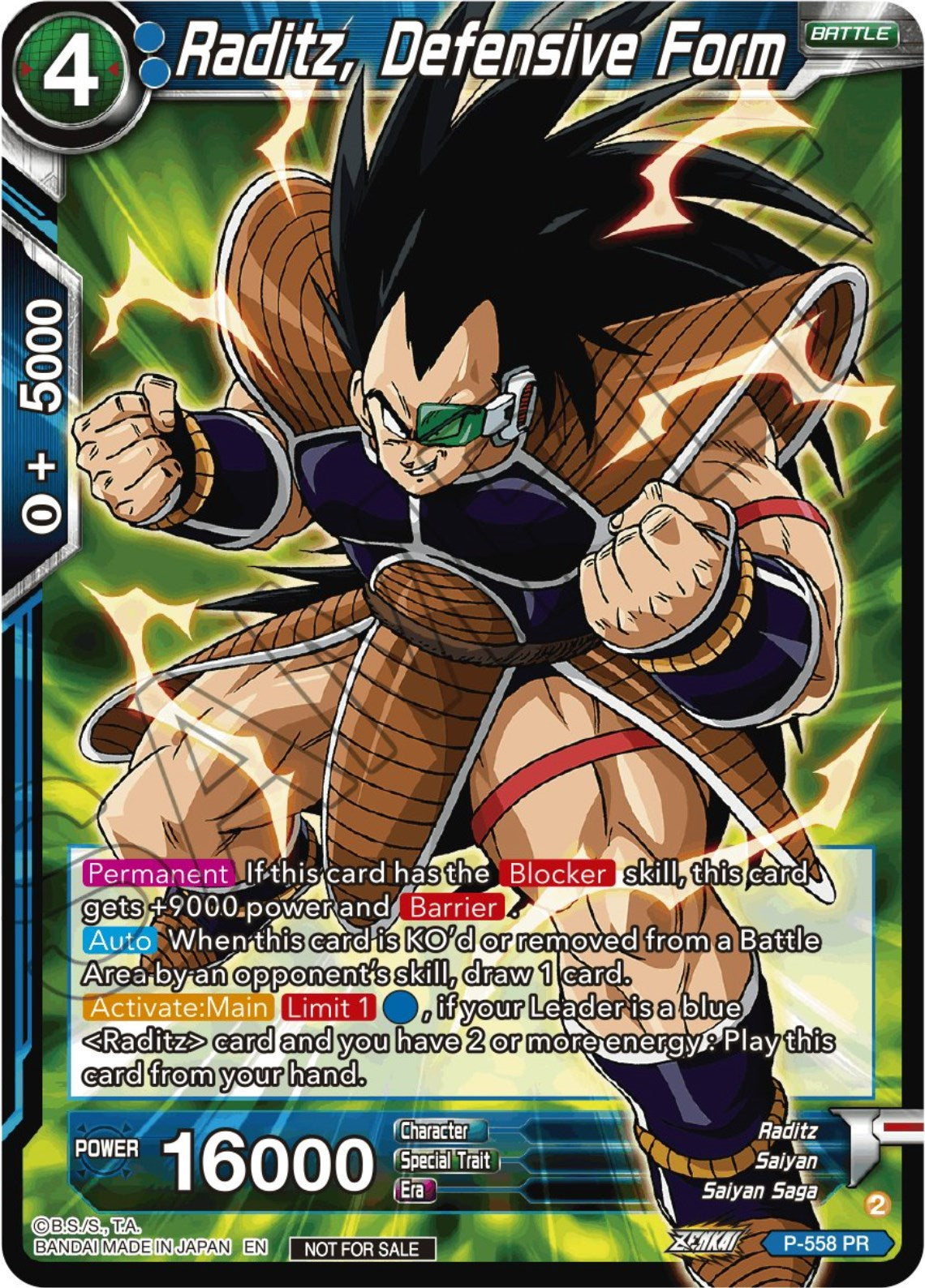 Raditz, Defensive Form (Zenkai Series Tournament Pack Vol.6) (P-558) [Tournament Promotion Cards] | Mindsight Gaming