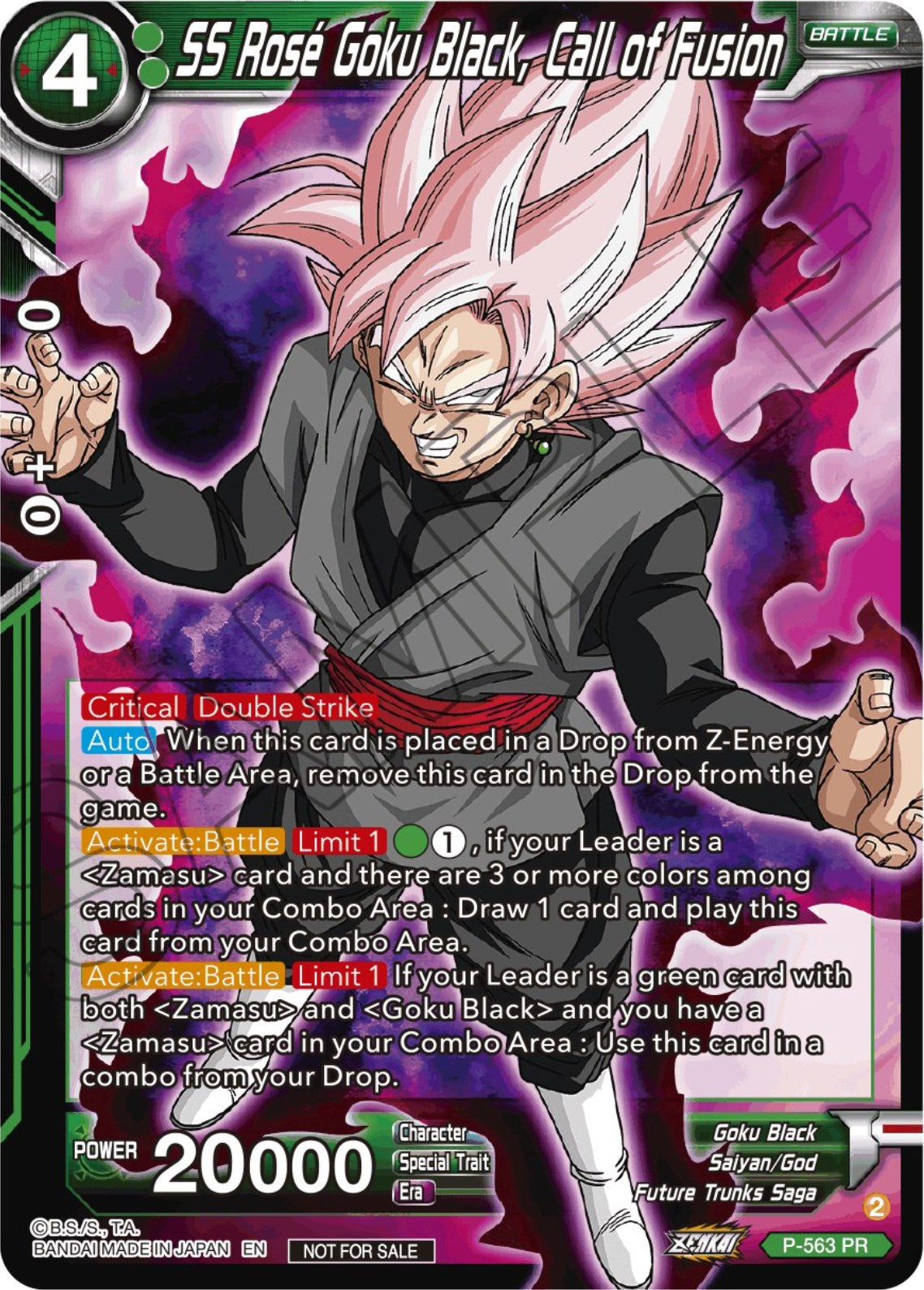 SS Rose Goku Black, Call of Fusion (Zenkai Series Tournament Pack Vol.6) (P-563) [Tournament Promotion Cards] | Mindsight Gaming