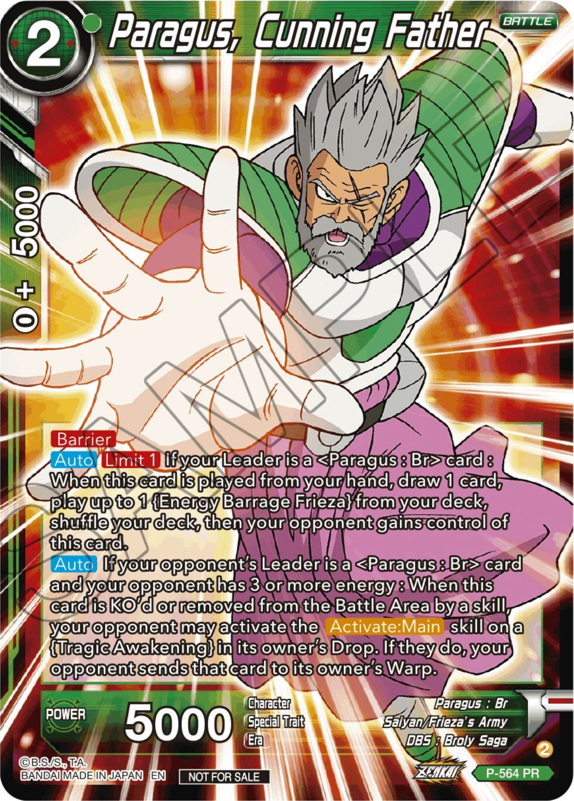 Paragus, Cunning Father (Zenkai Series Tournament Pack Vol.6) (P-564) [Tournament Promotion Cards] | Mindsight Gaming