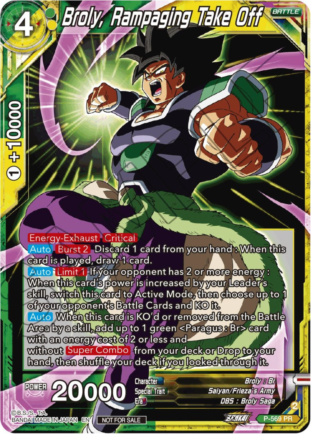 Broly, Rampaging Take Off (Zenkai Series Tournament Pack Vol.6) (P-569) [Tournament Promotion Cards] | Mindsight Gaming