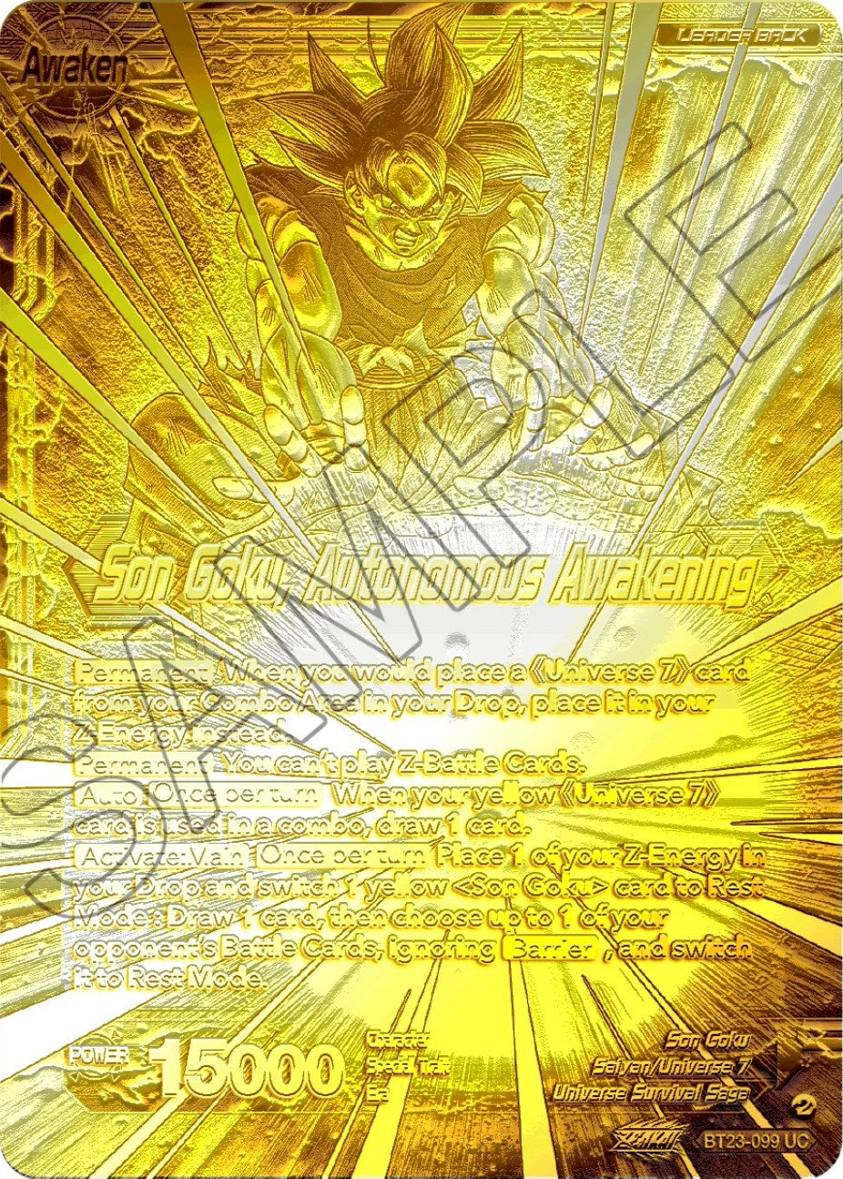 SSB Son Goku // Son Goku, Autonomous Awakening (2023 Championship Finals) (Gold Metal Foil) (BT23-099) [Tournament Promotion Cards] | Mindsight Gaming