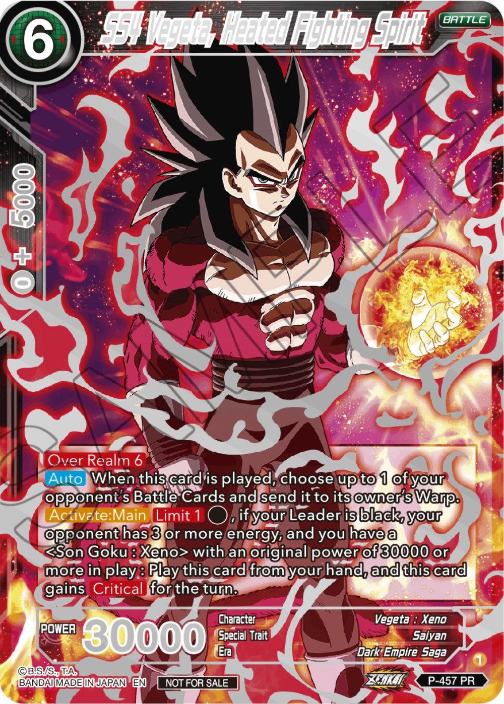 SS4 Vegeta, Heated Fighting Spirit (Championship 2023 Reward Alternate Art Card Set) (Holo) (P-457) [Tournament Promotion Cards] | Mindsight Gaming