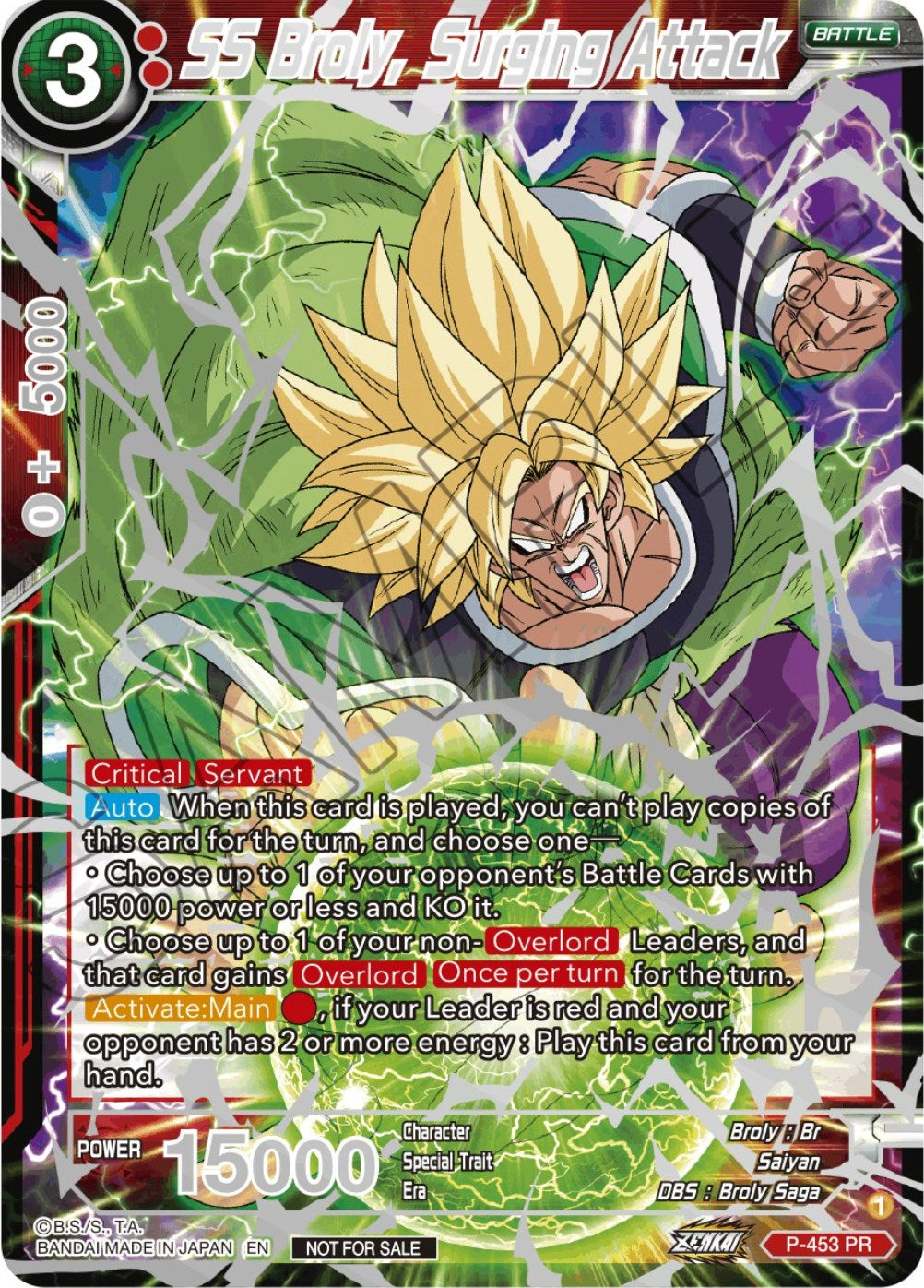 SS Broly, Surging Attack (Championship 2023 Reward Alternate Art Card Set) (Holo) (P-453) [Tournament Promotion Cards] | Mindsight Gaming