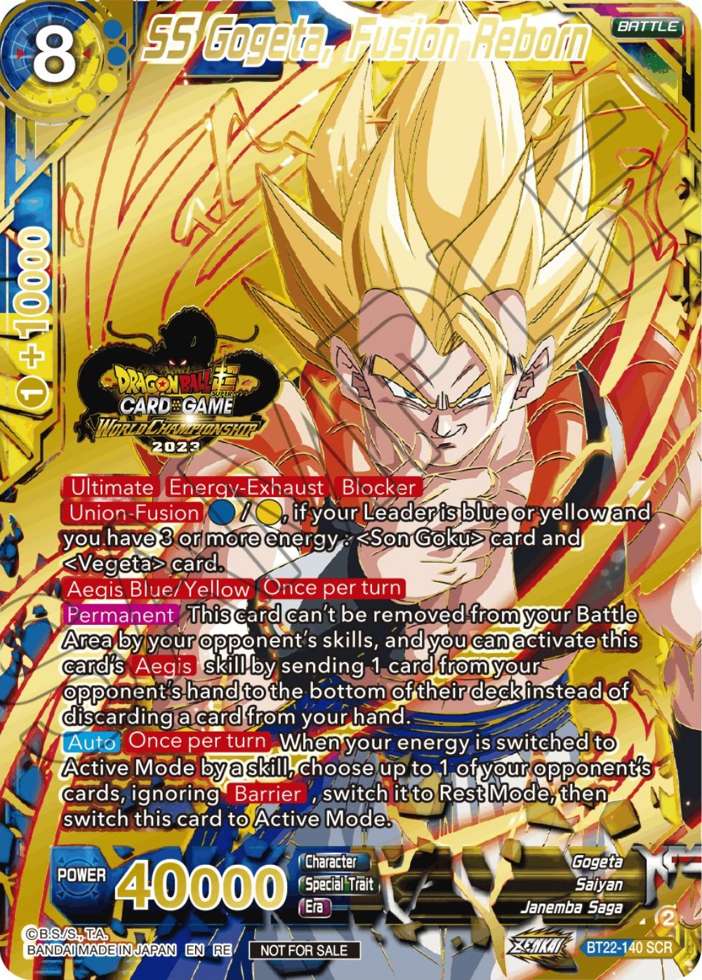 SS Gogeta, Fusion Reborn (2023 World Championship Stamp) (BT22-140) [Tournament Promotion Cards] | Mindsight Gaming