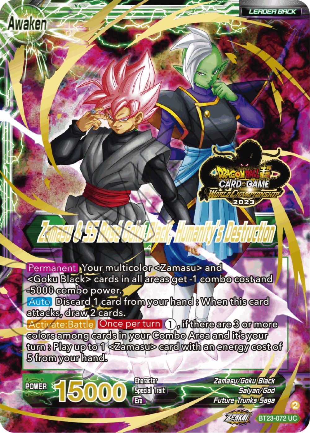 Zamasu & Goku Black // Zamasu & SS Rose Goku Black, Humanity's Destruction (2023 Worlds ZENKAI 06 Leader Set) (BT23-072) [Tournament Promotion Cards] | Mindsight Gaming