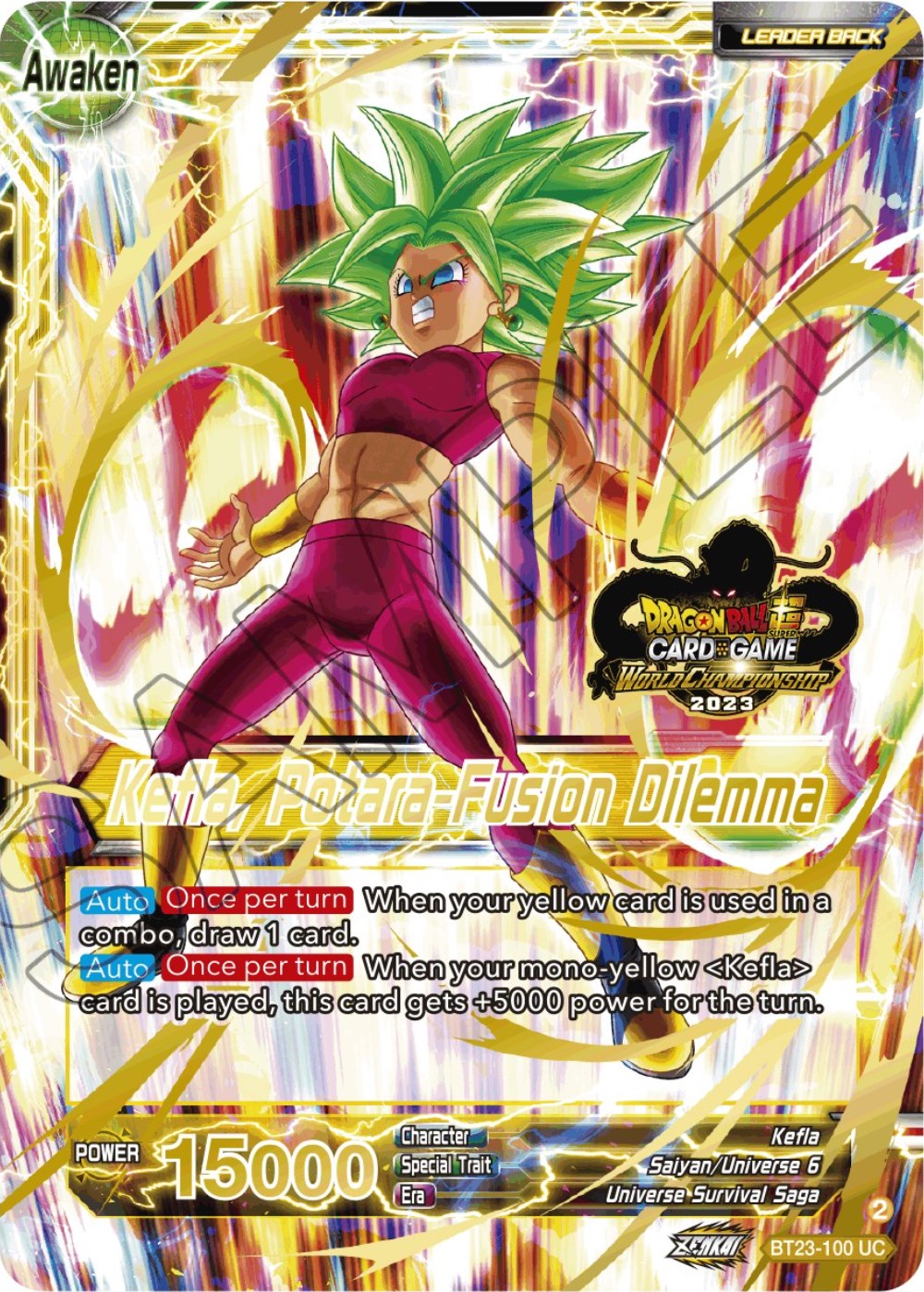 Kale & Caulifla // Kefla, Potara-Fusion Dilemma (2023 Worlds ZENKAI 06 Leader Set) (BT23-100) [Tournament Promotion Cards] | Mindsight Gaming