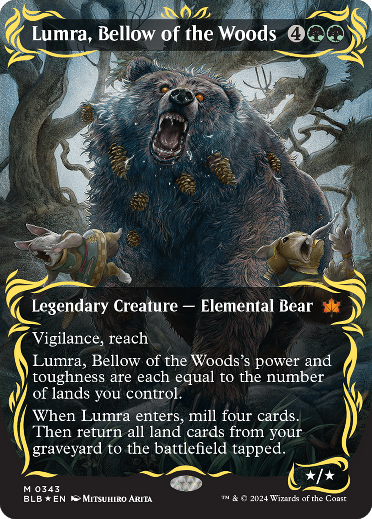 Lumra, Bellow of the Woods (Borderless) (Raised Foil) [Bloomburrow] | Mindsight Gaming