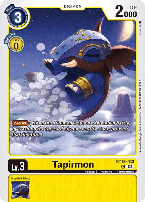 Tapirmon [BT15-033] [Exceed Apocalypse] | Mindsight Gaming