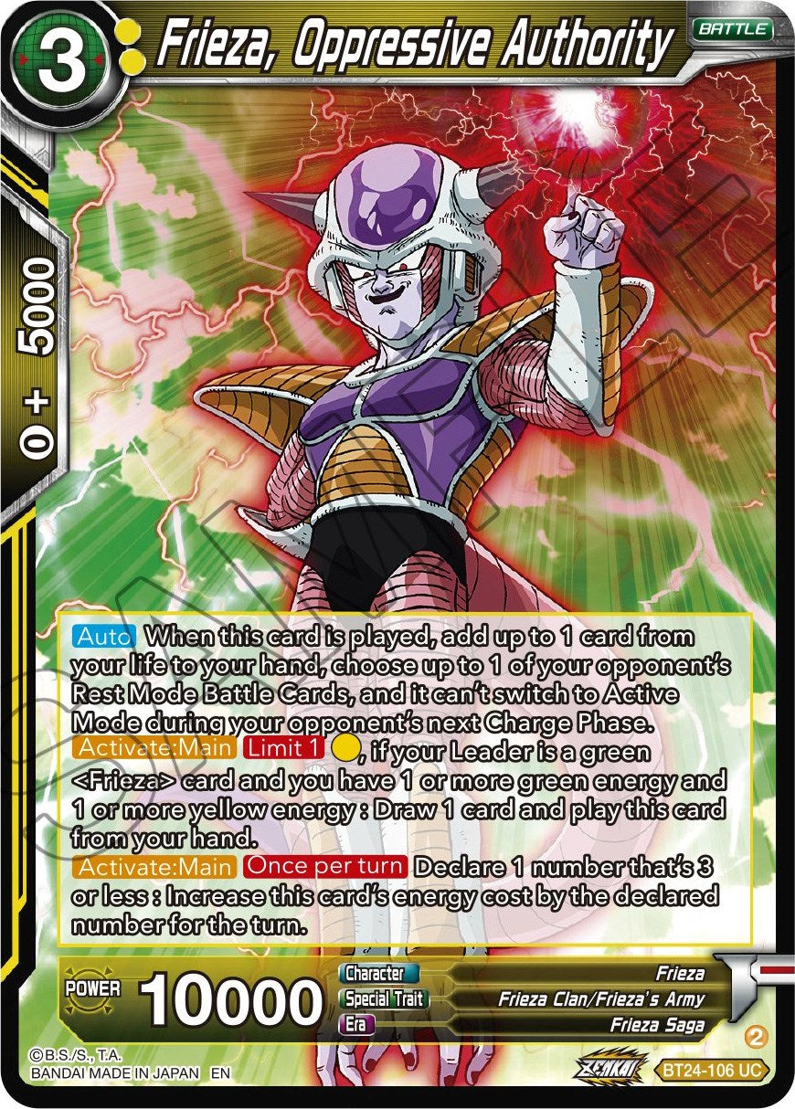 Frieza, Oppressive Authority (BT24-106) [Beyond Generations] | Mindsight Gaming