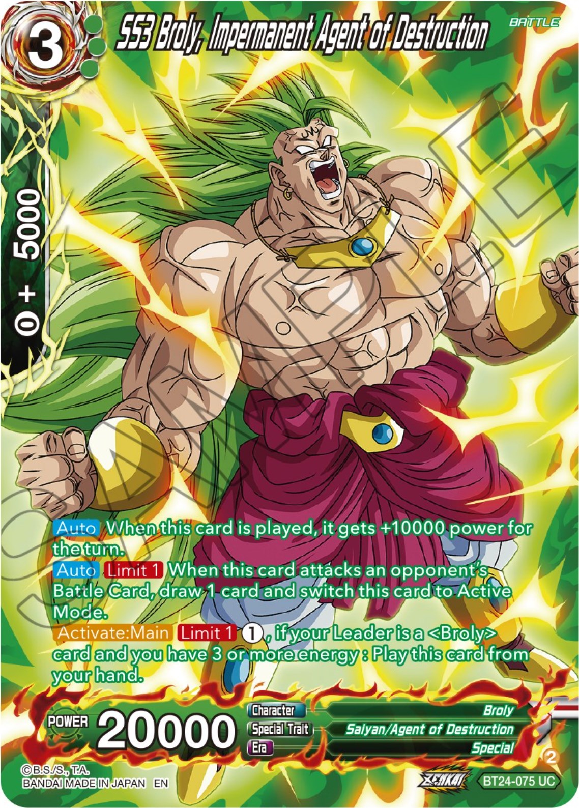 SS3 Broly, Impermanent Agent of Destruction (Collector Booster) (BT24-075) [Beyond Generations] | Mindsight Gaming