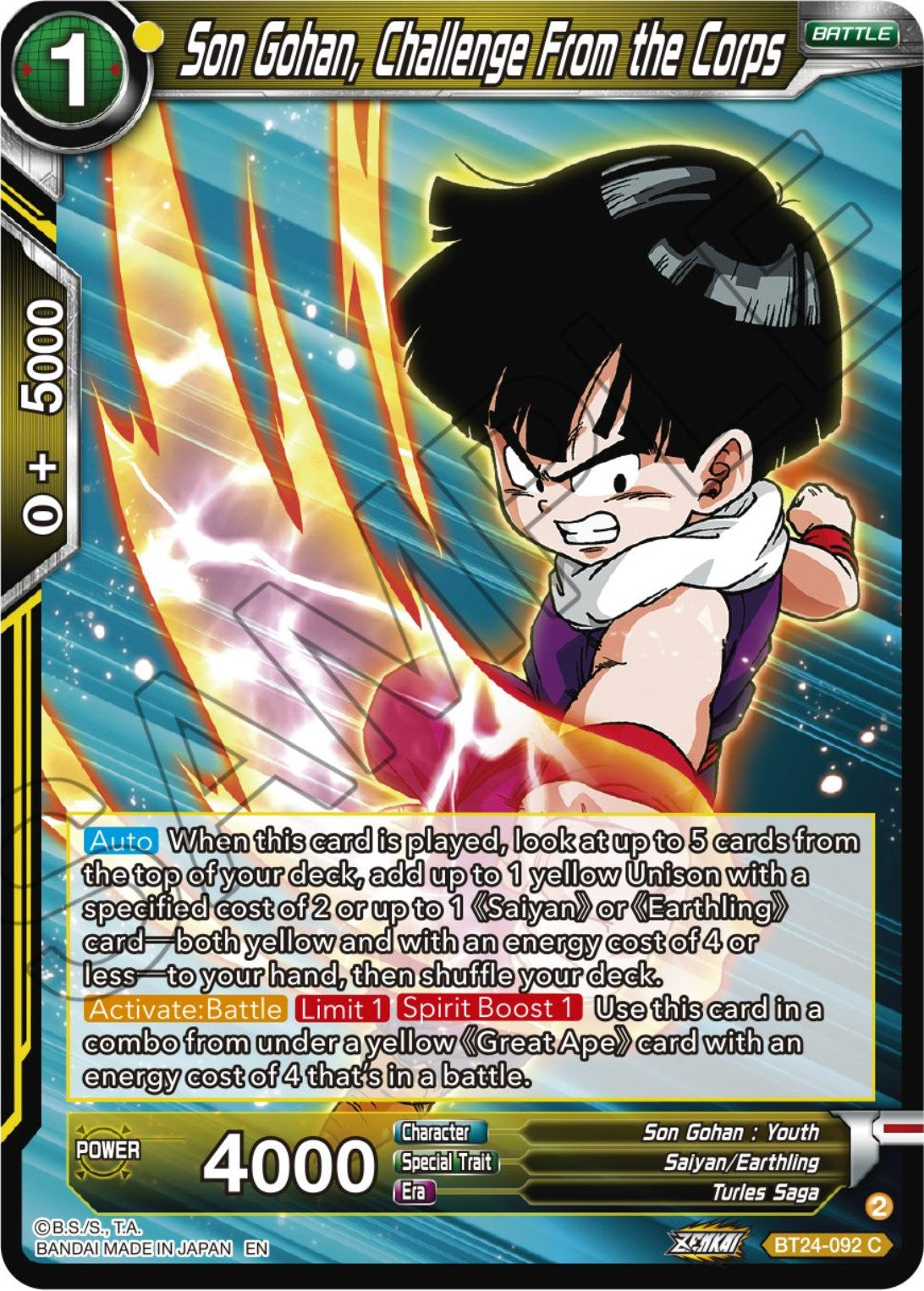 Son Gohan, Challenge From the Corps (BT24-092) [Beyond Generations] | Mindsight Gaming