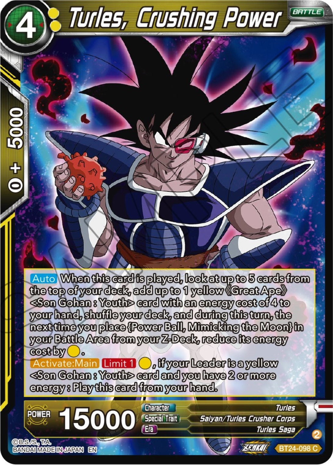 Turles, Crushing Power (BT24-098) [Beyond Generations] | Mindsight Gaming