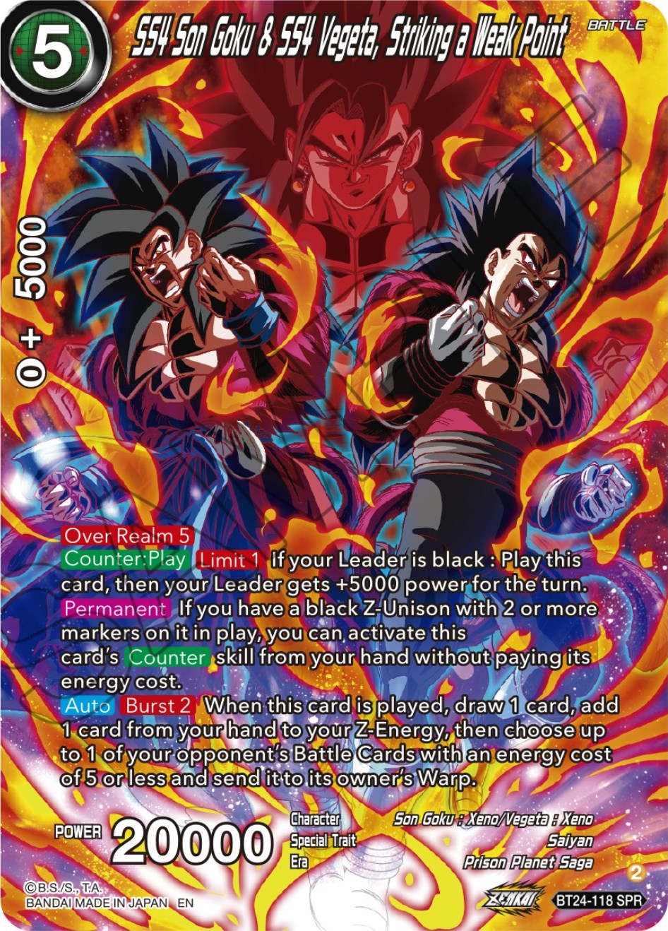 SS4 Son Goku & SS4 Vegeta, Striking a Weak Point (SPR) (BT24-118) [Beyond Generations] | Mindsight Gaming