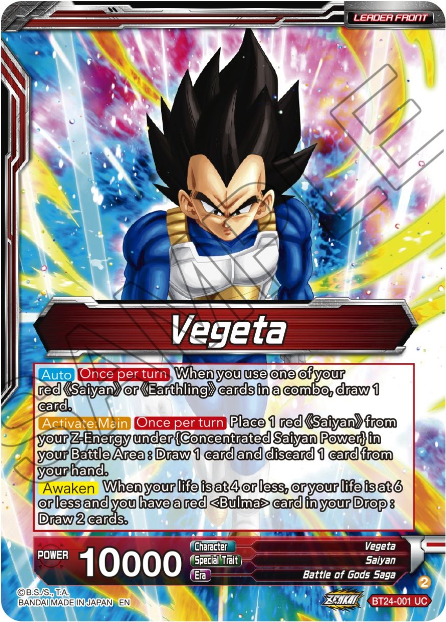 Vegeta // Vegeta, Awakened Feelings (SLR) (BT24-001) [Beyond Generations] | Mindsight Gaming