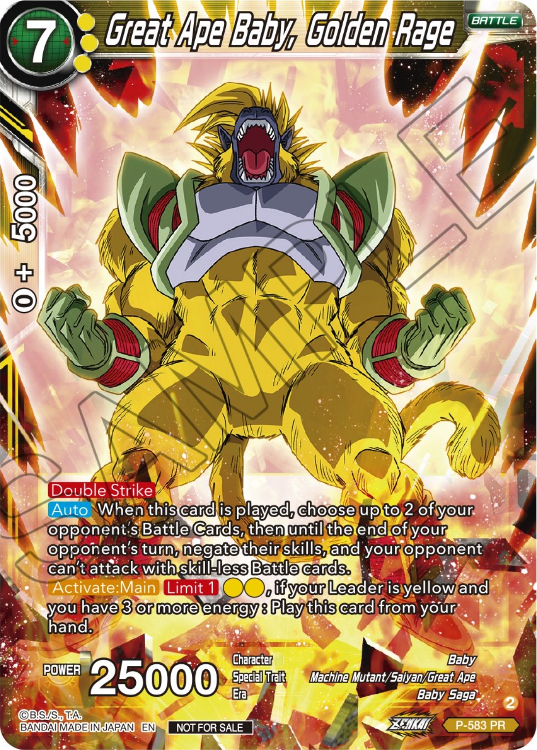 Great Ape Baby, Golden Rage (Zenkai Series Tournament Pack Vol.7) (P-583) [Tournament Promotion Cards] | Mindsight Gaming