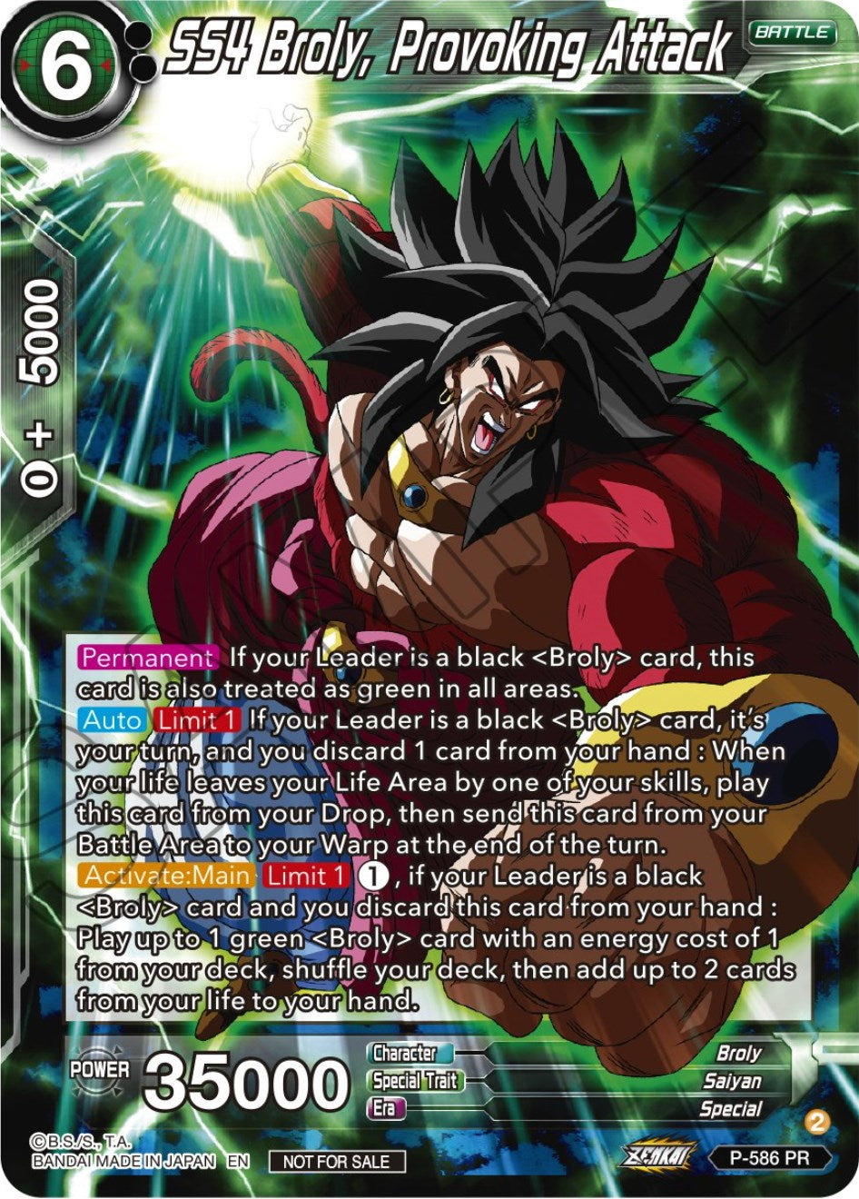 SS4 Broly, Provoking Attack (Zenkai Series Tournament Pack Vol.7) (P-586) [Tournament Promotion Cards] | Mindsight Gaming