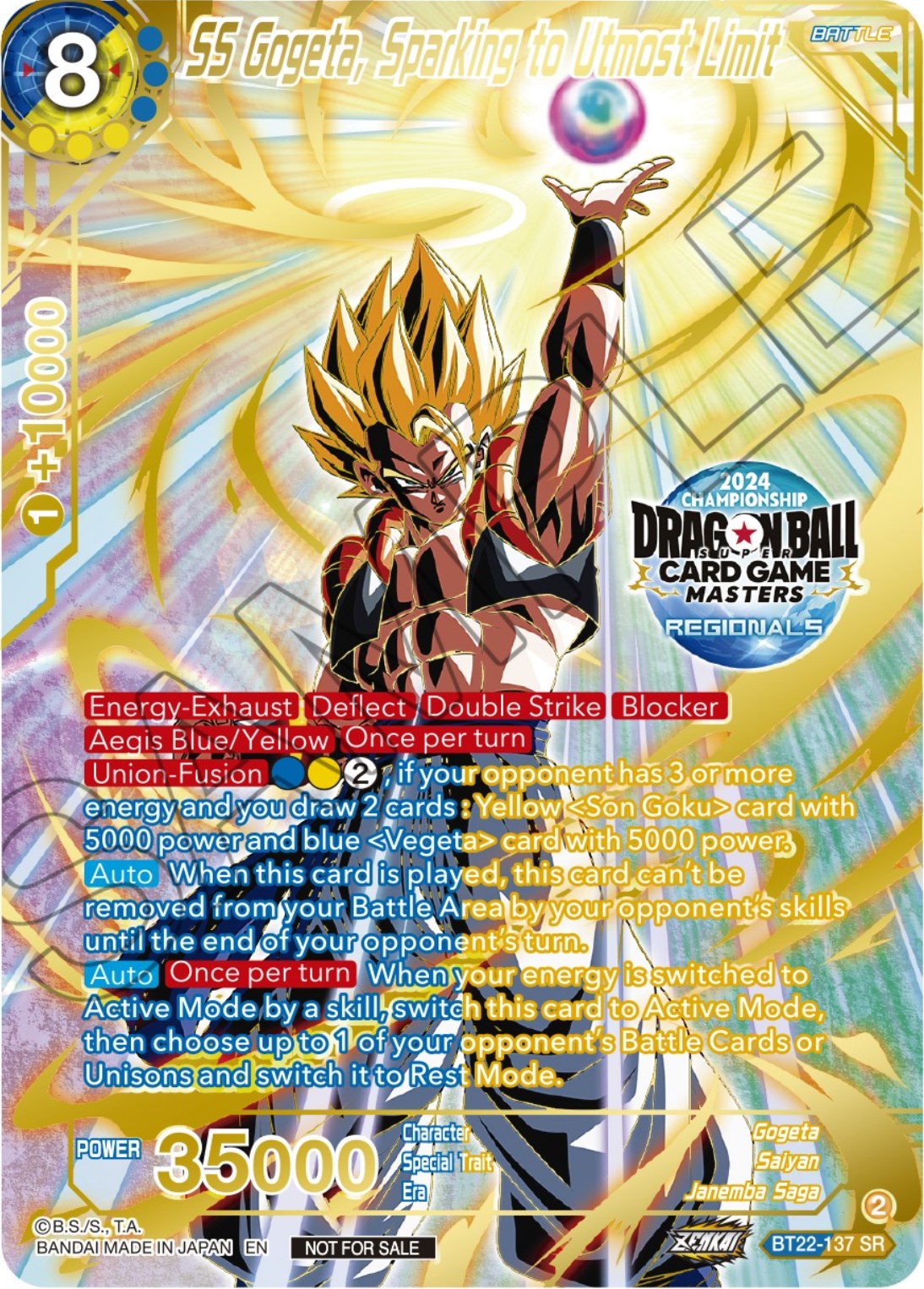 SS Gogeta, Sparking to Utmost Limit (2024 Championship Regionals Top 16) (BT22-137) [Tournament Promotion Cards] | Mindsight Gaming