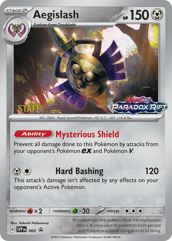 Aegislash (060) (Staff Prerelease Promo) [Scarlet & Violet: Black Star Promos] | Mindsight Gaming