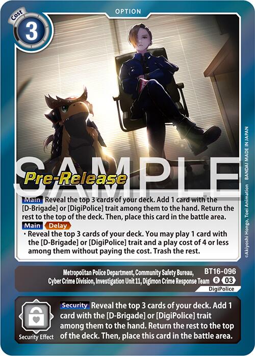 Metropolitan Police Department, Community Safety Bureau, Cyber Crime Division, Investigation Unit 11... [BT16-096] [Beginning Observer Pre-Release Promos] | Mindsight Gaming