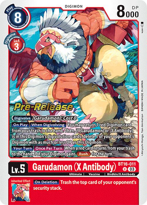 Garudamon (X Antibody) [BT16-011] [Beginning Observer Pre-Release Promos] | Mindsight Gaming