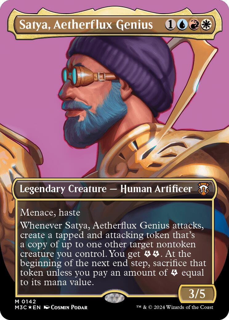 Satya, Aetherflux Genius (Borderless) (Ripple Foil) [Modern Horizons 3 Commander] | Mindsight Gaming