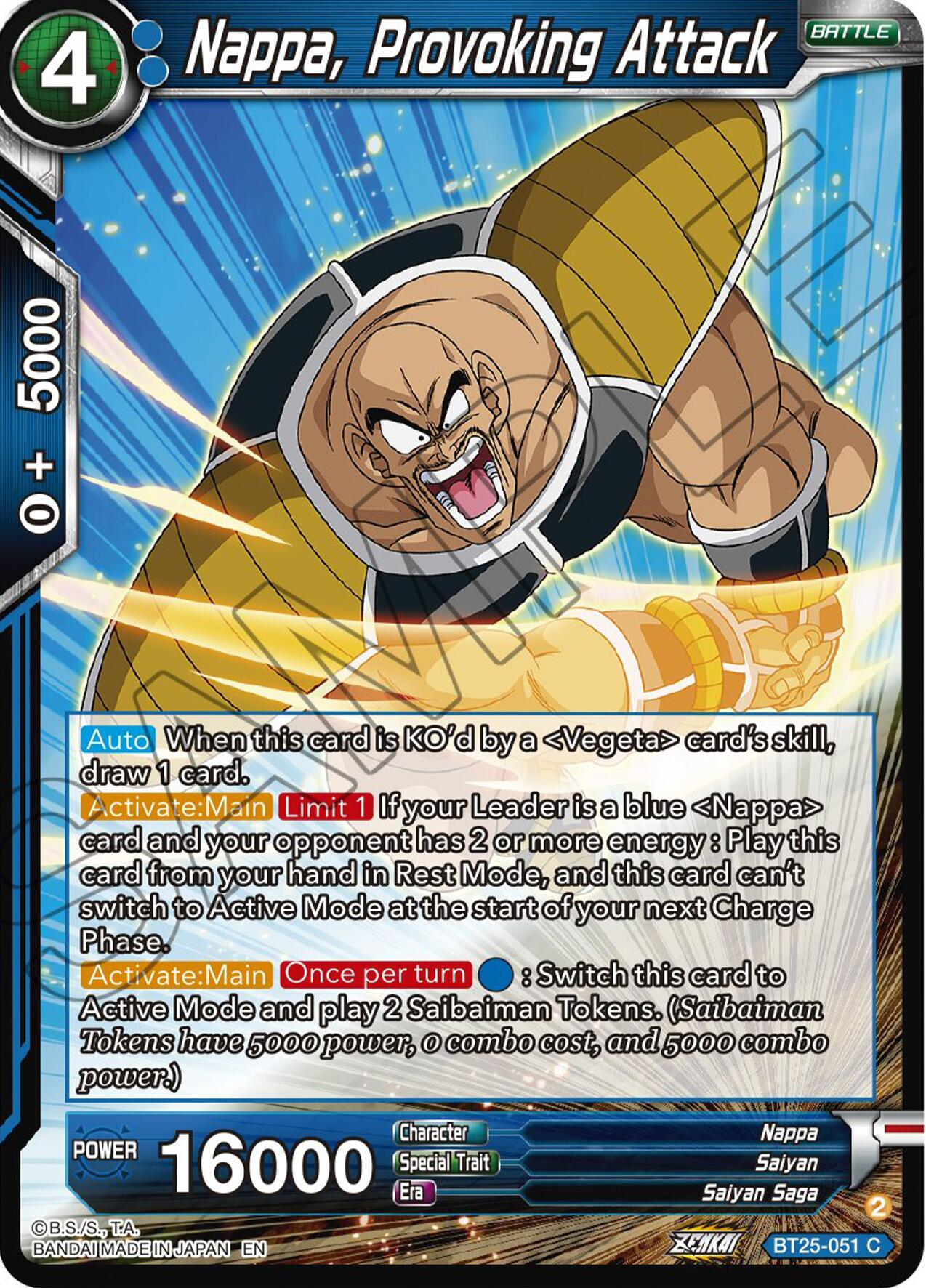 Nappa, Provoking Attack (BT25-051) [Legend of the Dragon Balls] | Mindsight Gaming