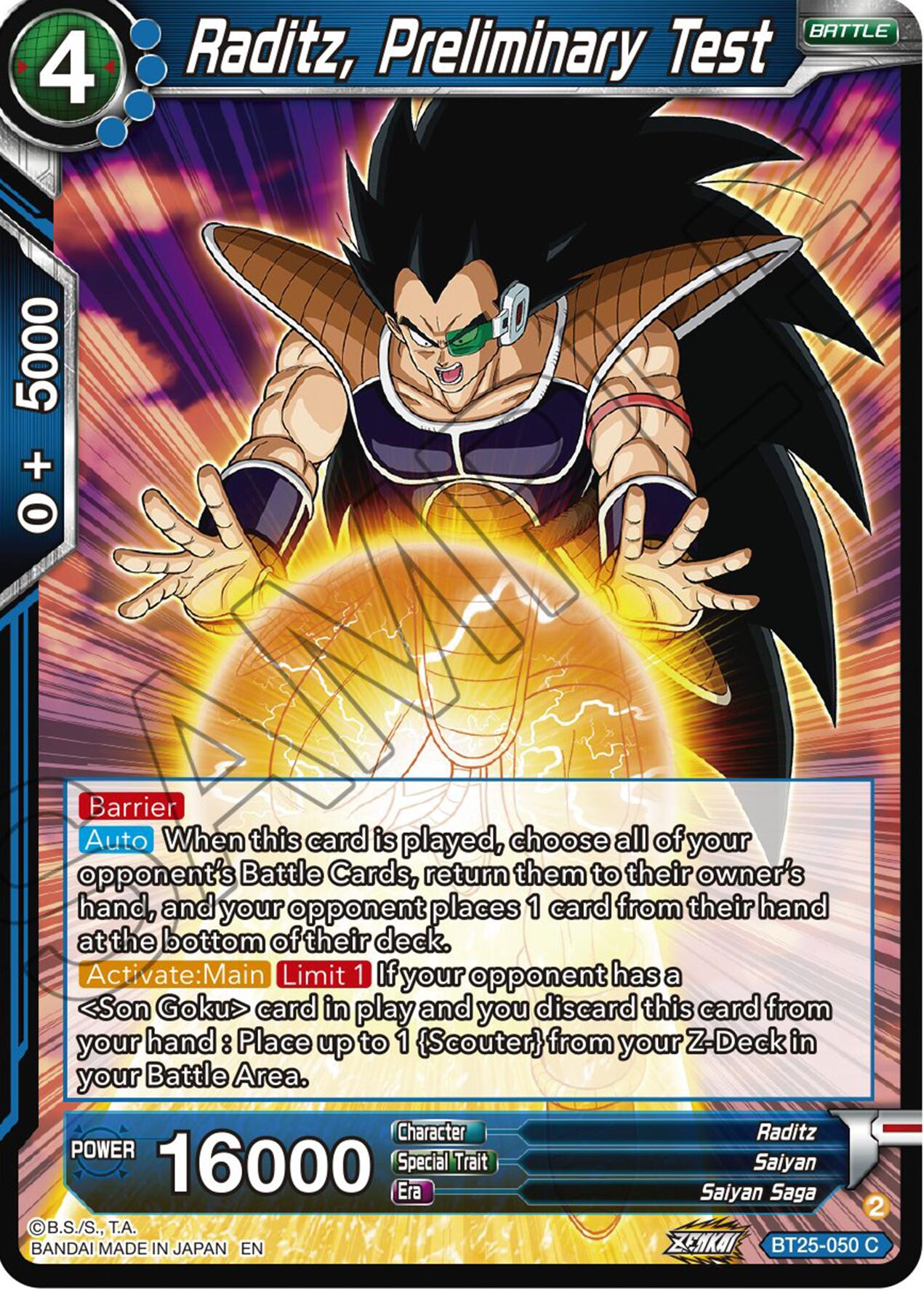 Raditz, Preliminary Test (BT25-050) [Legend of the Dragon Balls] | Mindsight Gaming