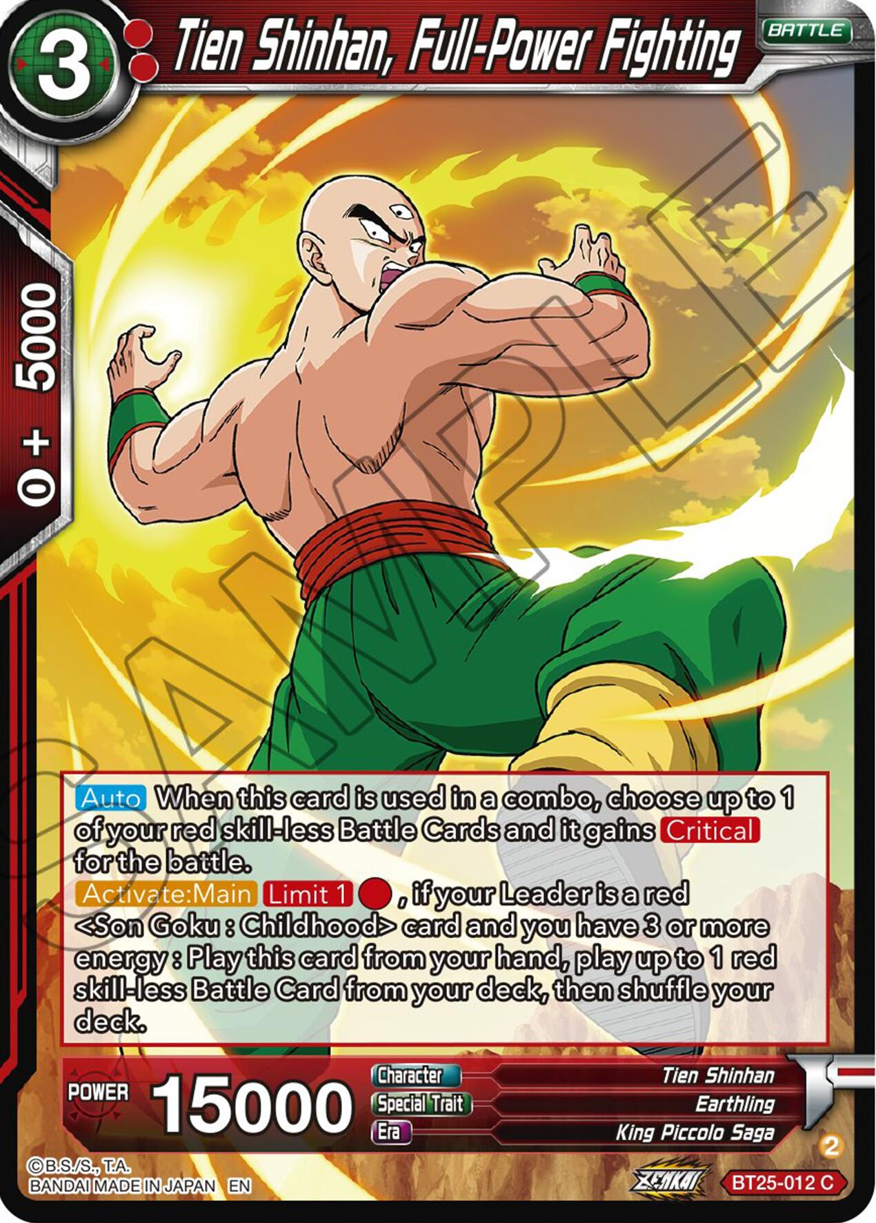 Tien Shinhan, Full-Power Fighting (BT25-012) [Legend of the Dragon Balls] | Mindsight Gaming