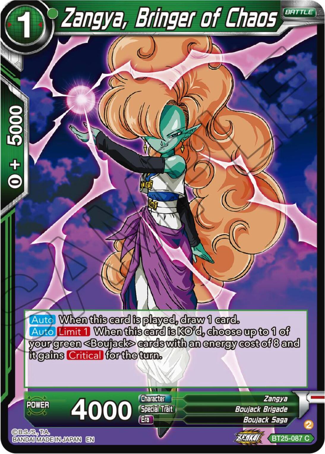 Zangya, Bringer of Chaos (BT25-087) [Legend of the Dragon Balls] | Mindsight Gaming