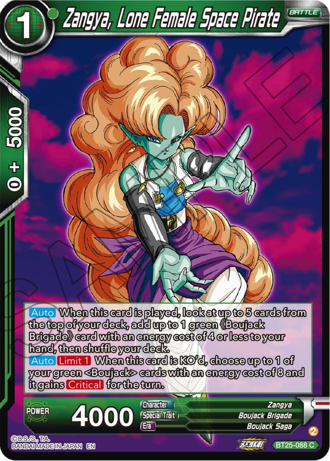 Zangya, Lone Female Space Pirate (BT25-088) [Legend of the Dragon Balls] | Mindsight Gaming