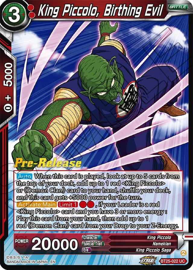 King Piccolo, Birthing Evil (BT25-022) [Legend of the Dragon Balls Prerelease Promos] | Mindsight Gaming