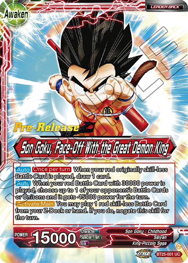 Son Goku // Son Goku Face-Off With the Great Demon King (BT25-001) [Legend of the Dragon Balls Prerelease Promos] | Mindsight Gaming