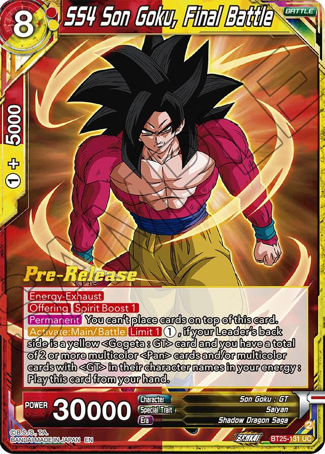 SS4 Son Goku, Final Battle (BT25-131) [Legend of the Dragon Balls Prerelease Promos] | Mindsight Gaming