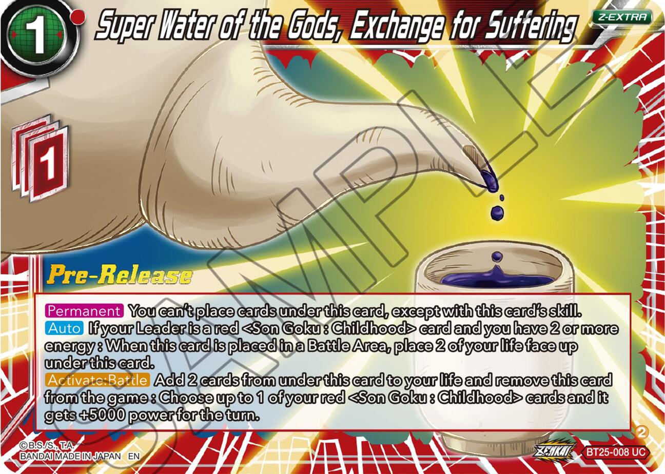 Super Water of the Gods, Exchange for Suffering (BT25-008) [Legend of the Dragon Balls Prerelease Promos] | Mindsight Gaming