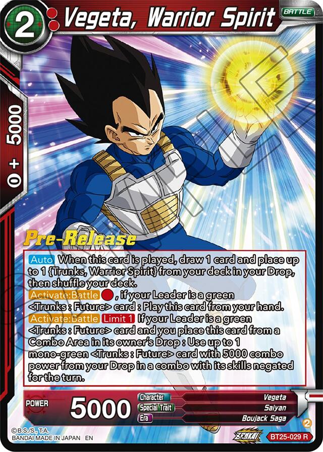 Vegeta, Warrior Spirit (BT25-029) [Legend of the Dragon Balls Prerelease Promos] | Mindsight Gaming