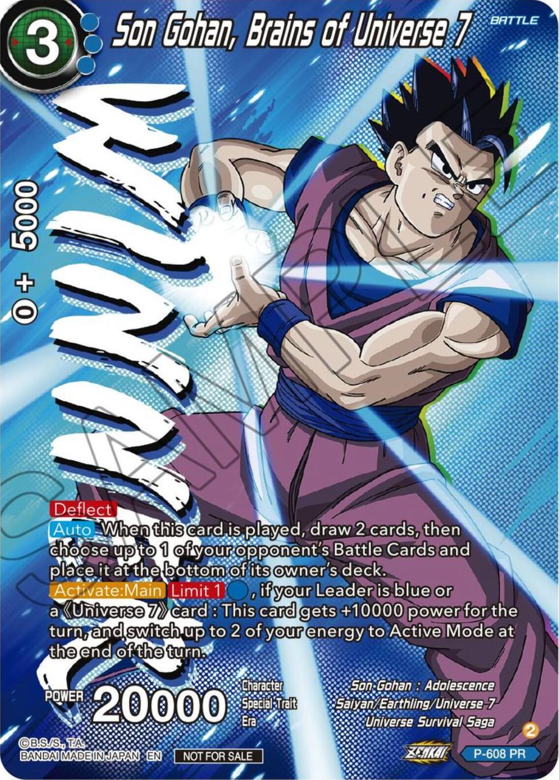 Son Gohan, Brains of Universe 7 (Tournament Pack Vol. 8) (Winner) (P-608) [Promotion Cards] | Mindsight Gaming