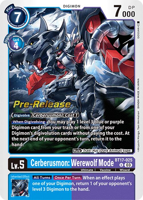 Cerberusmon: Werewolf Mode [BT17-025] [Secret Crisis Pre-Release Cards] | Mindsight Gaming