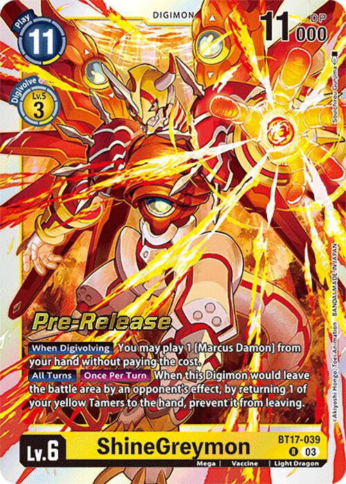 ShineGreymon [BT17-039] [Secret Crisis Pre-Release Cards] | Mindsight Gaming