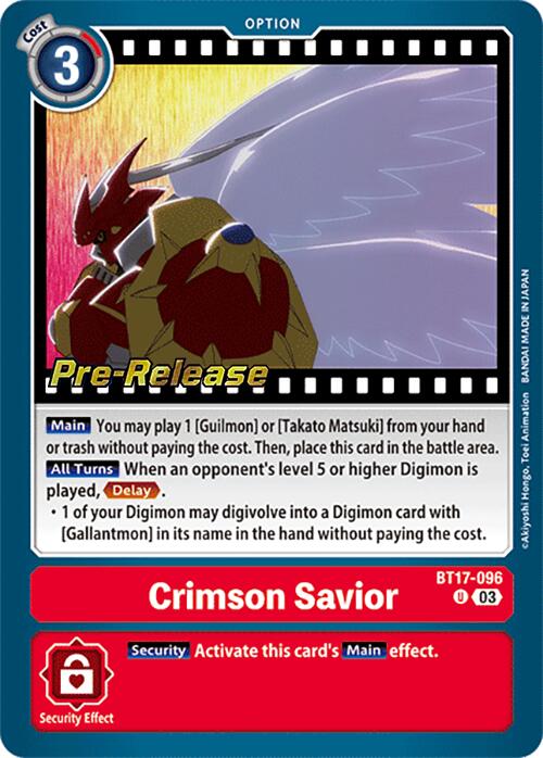 Crimson Savior [BT17-096] [Secret Crisis Pre-Release Cards] | Mindsight Gaming