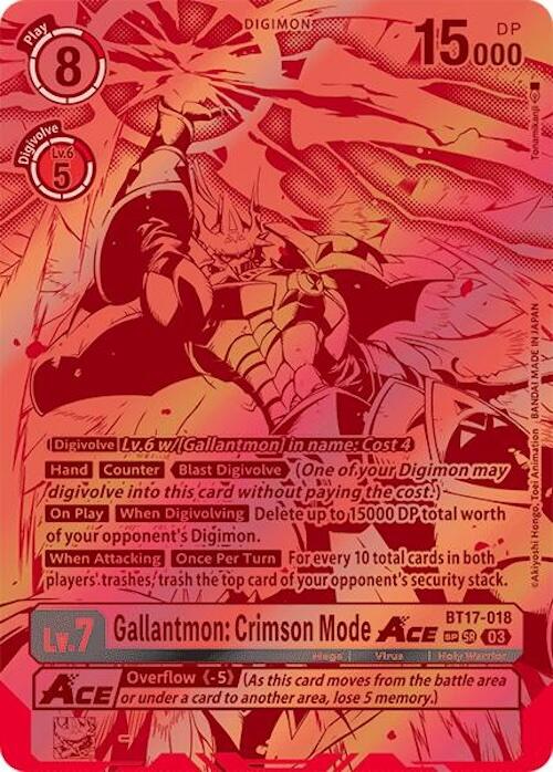 Gallantmon: Crimson Mode ACE [BT17-018] (Textured) [Secret Crisis] | Mindsight Gaming